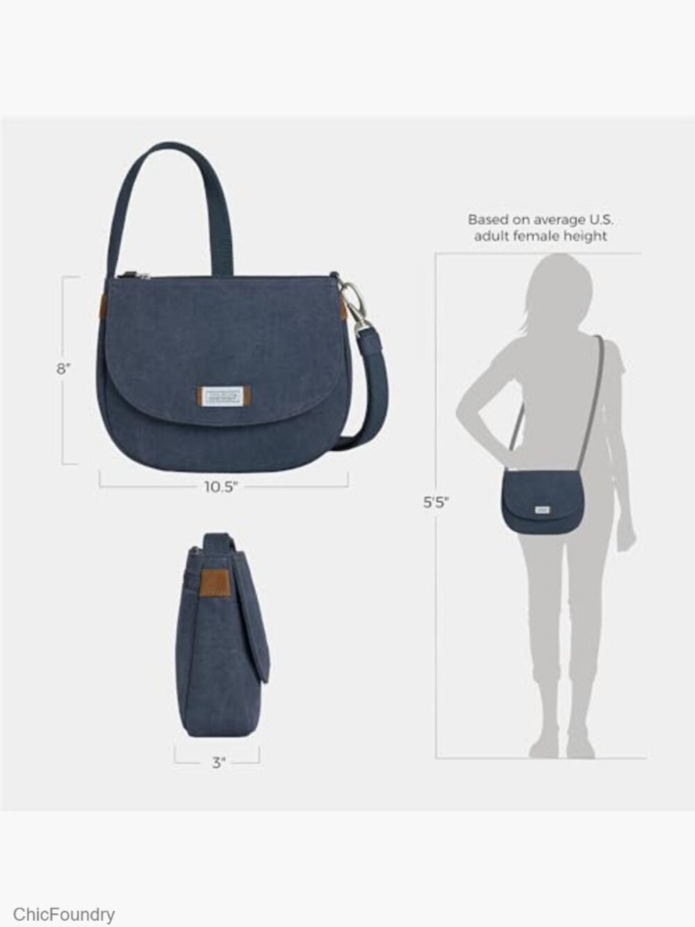 Anti-Theft Saddle Crossbody Canvas Bag Locking Compartments RFID - Picture 5 of 7
